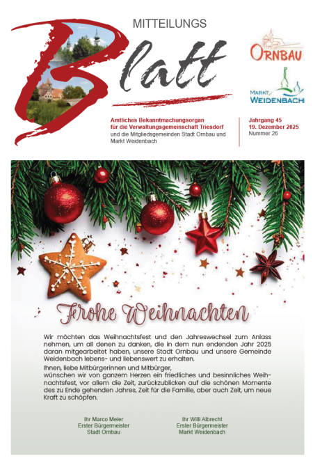 Mitteilungsblatt Nr. 26 vom 19.12.2025